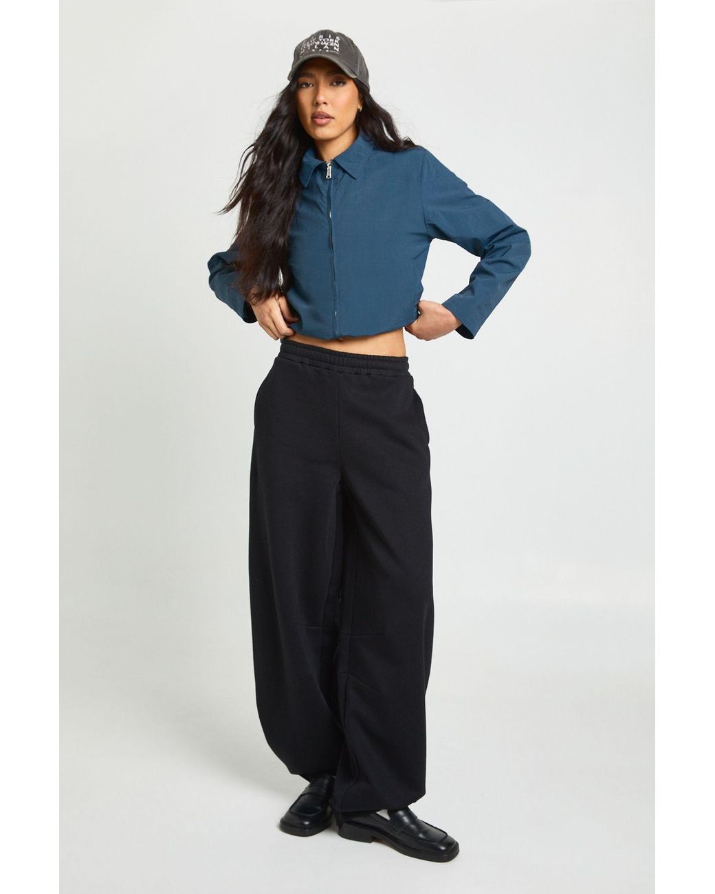 Boohoo Blue Tall Barrel Leg Jogger