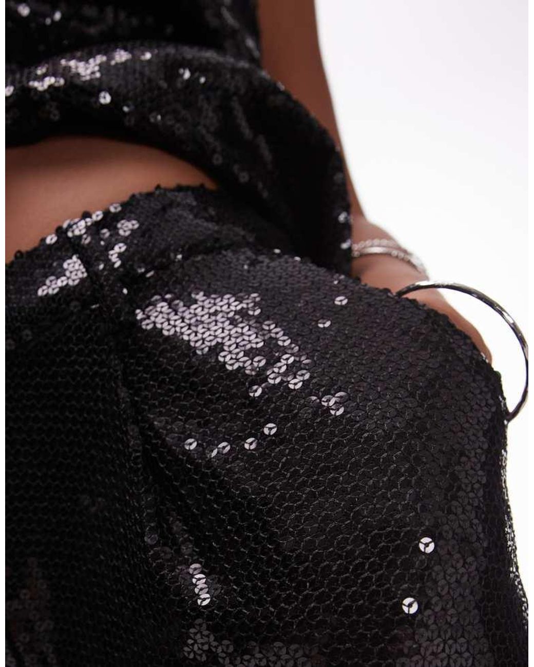 TOPSHOP Black Sequin Co Ord Awkward Short