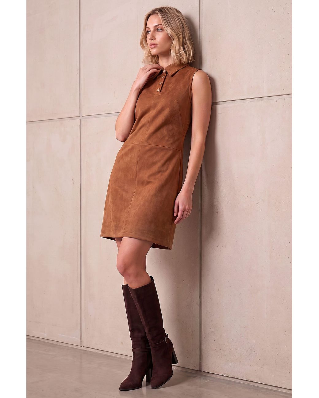 D.u.s.k Natural Suedette Shift Dress