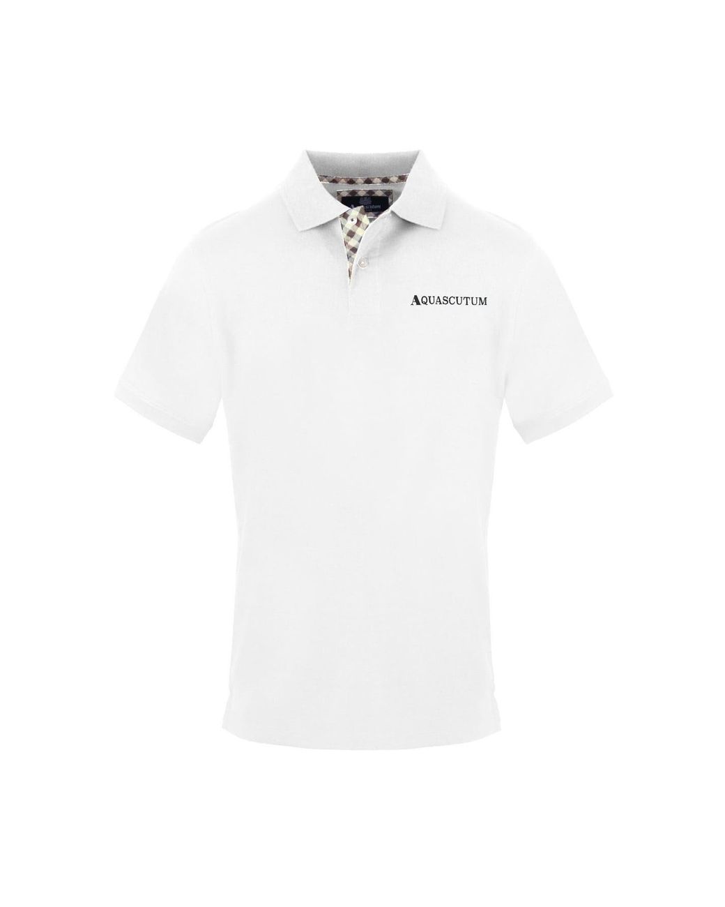 Aquascutum White Collared Neck Short Sleeve Polo Shirt for men
