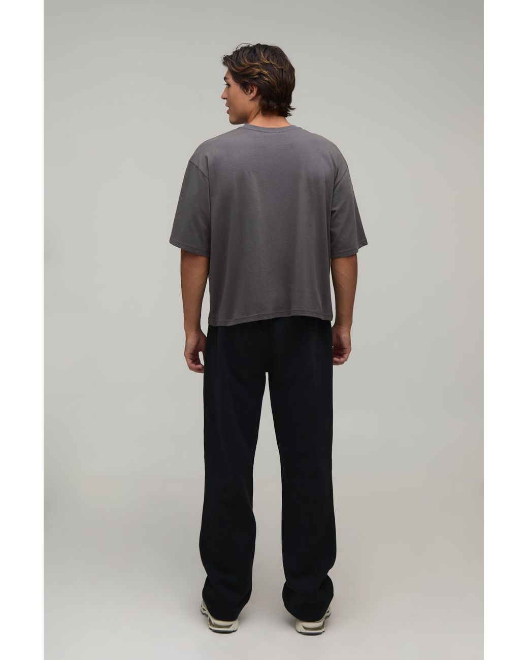 BoohooMAN Gray Essential Oversized Boxy Fit T- Shirt for men