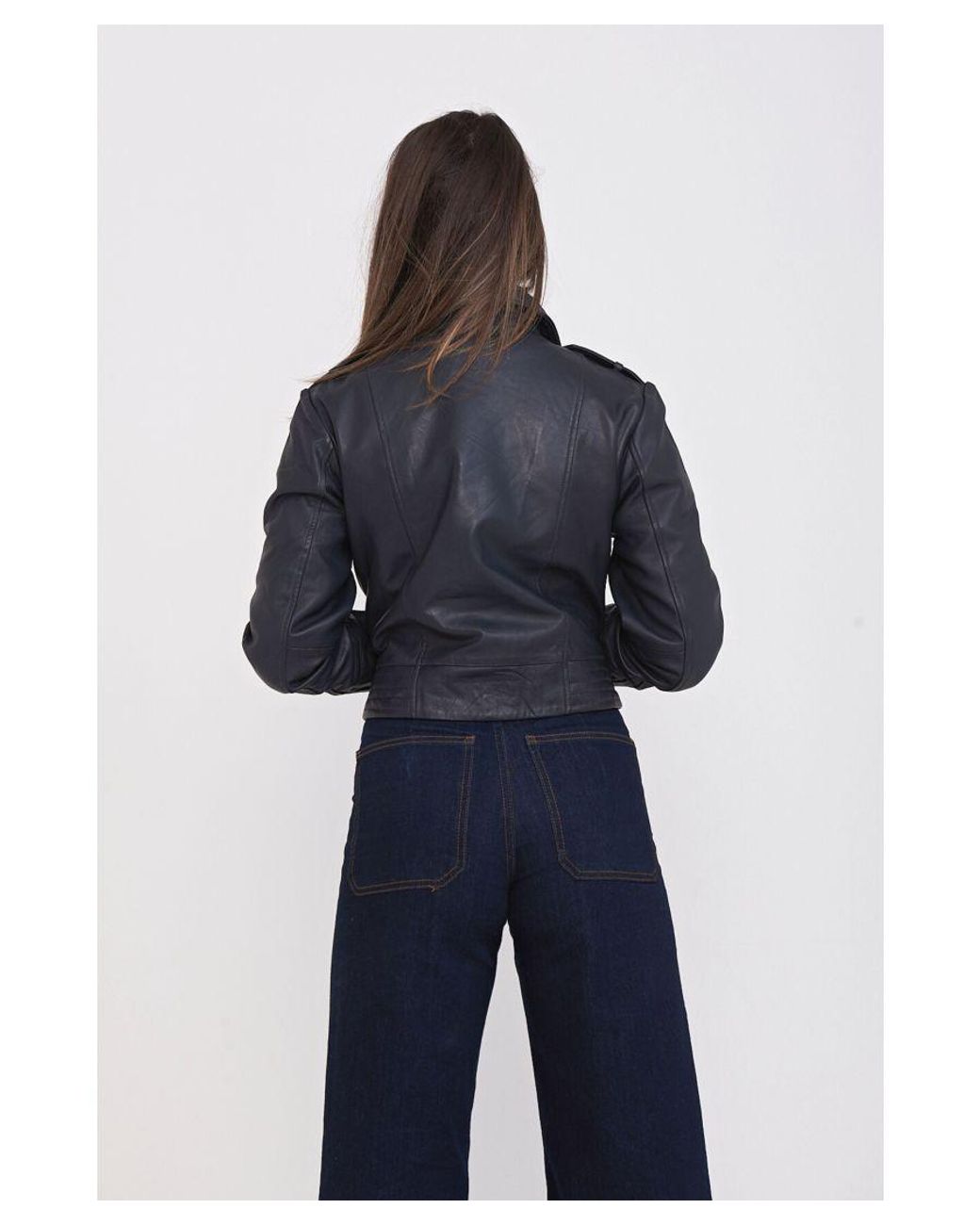 Elle Blue Leather Biker Jacket
