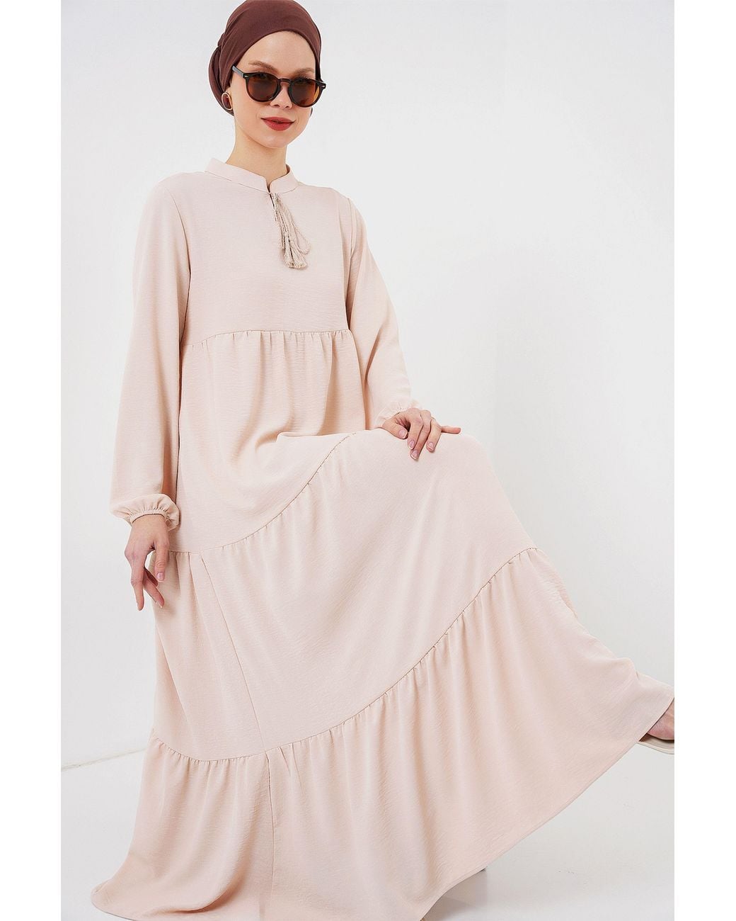 Bigdart Pink Maxi Dress With Bow Detail