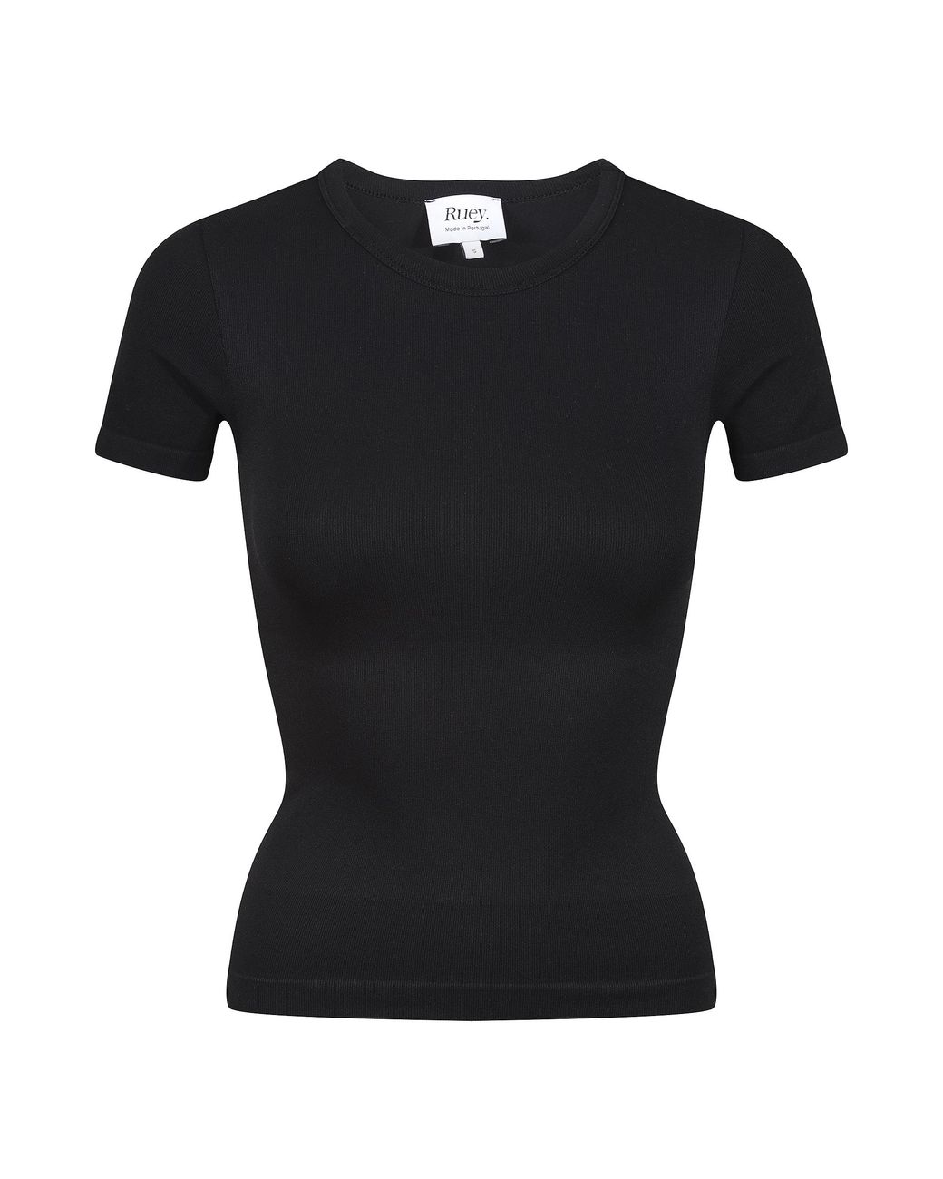 Ruey Black Ladies Essentials Basic T-Shirt Sculpting Recycled Stretch Everyday Fit