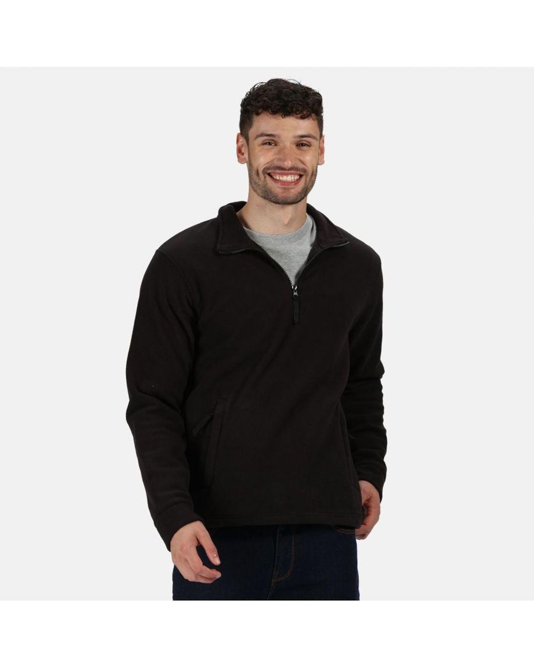 Regatta Black Great Outdoors Thor Overhead Half Zip Anti-Pill Fleece Sweater (170 Gsm) for men