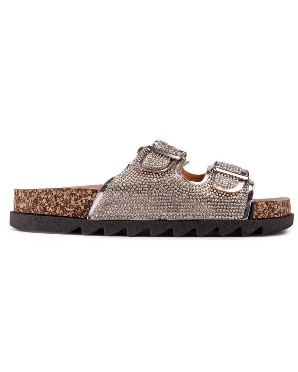 SOLESISTER Brown Cat Wide Fit Footbed Sandals