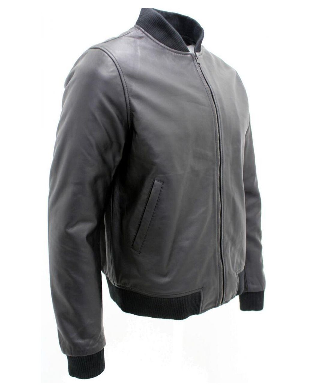 Infinity Leather Gray Varisty Bomber Jacket for men