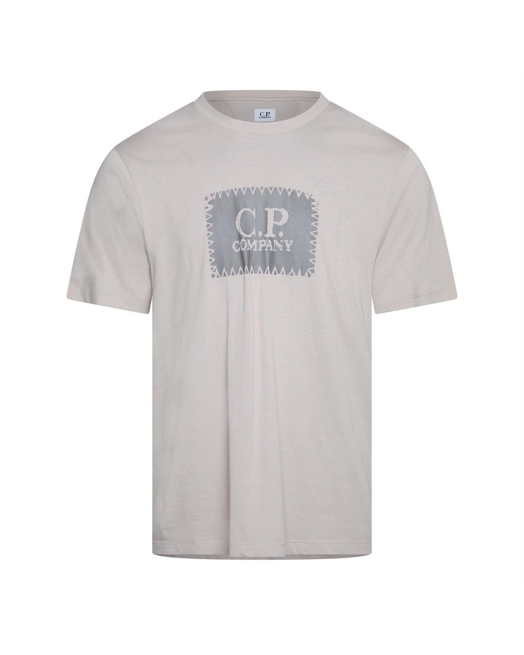 C P Company Gray 30/1 Jersey Logo Label T-Shirt for men