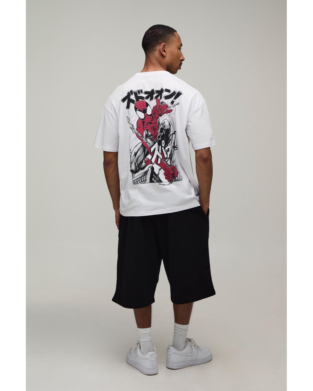 BoohooMAN Gray Oversized Spider License Print T-Shirt for men