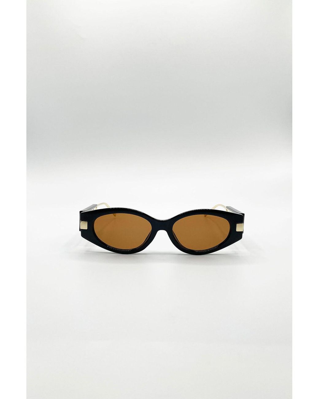 SVNX Black Oval Metal Detail Sunglasses