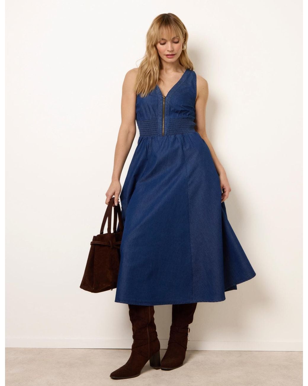 Blue Vanilla Blue Zip Front Denim Dress