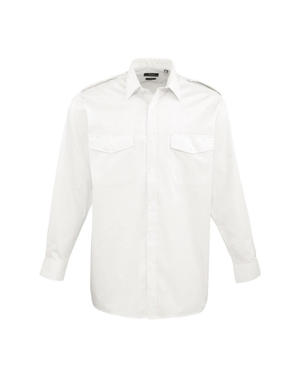 PREMIER White Long-Sleeved Pilot Shirt for men