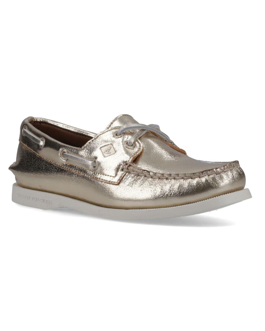 Sperry Top-Sider Gray Authentic 2 Eye Leather Boat Shoes