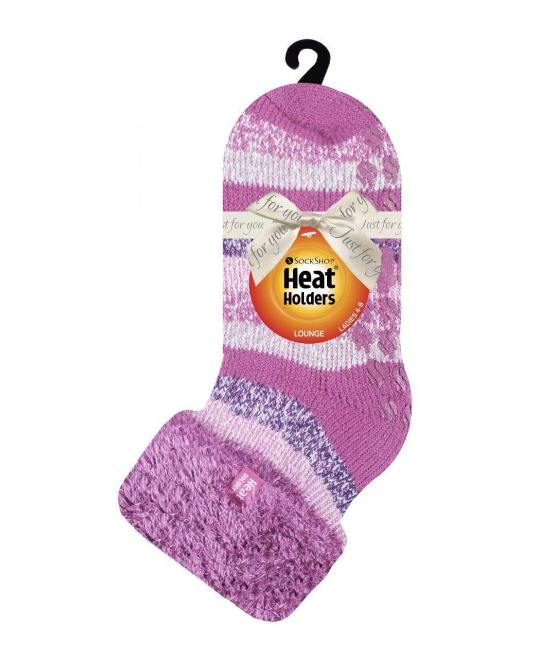 Heat Holders Purple Thermal Slipper Bed Socks With Non Slip Grips