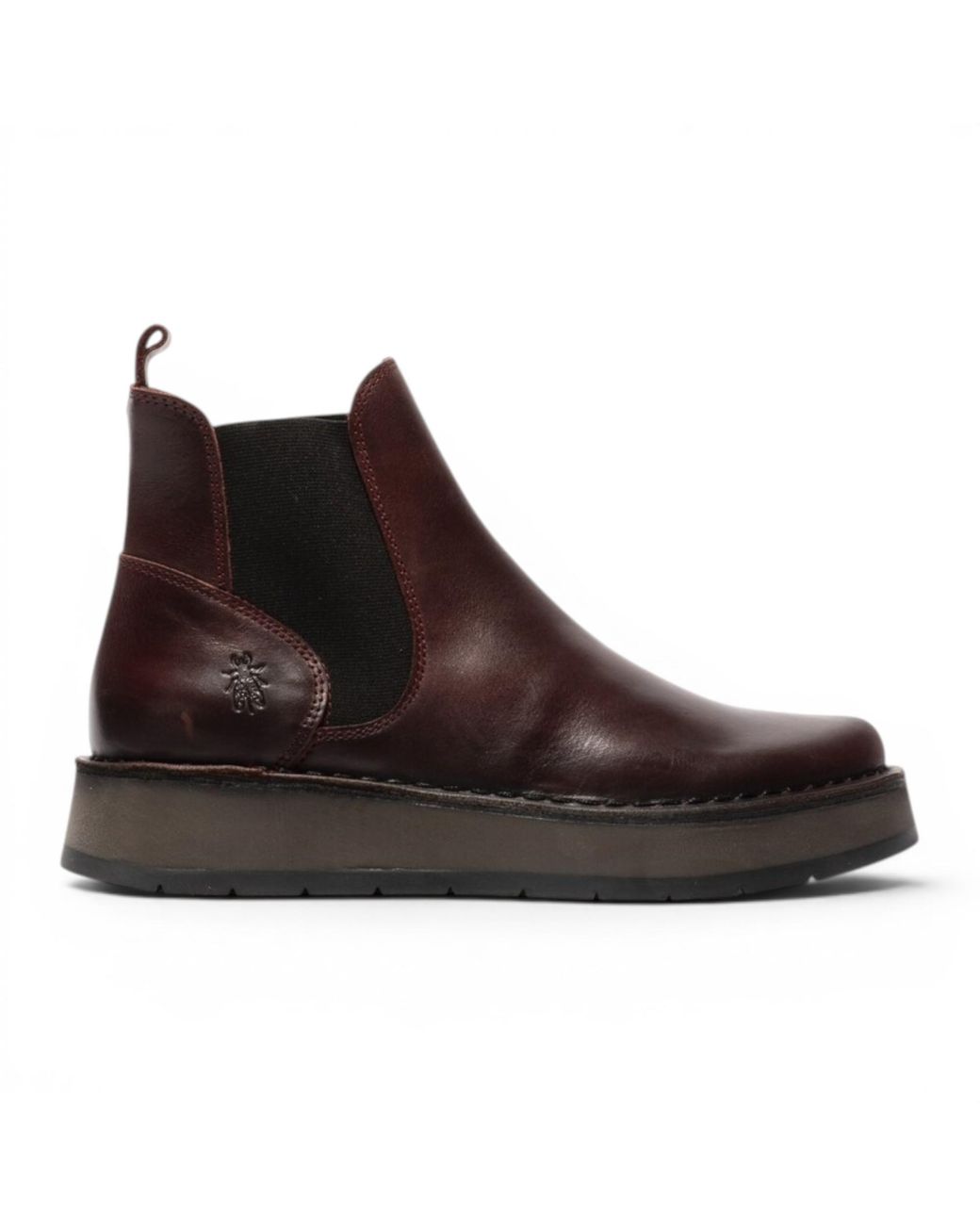 Fly London Brown Wine Chelsea Leather Ankle Boots