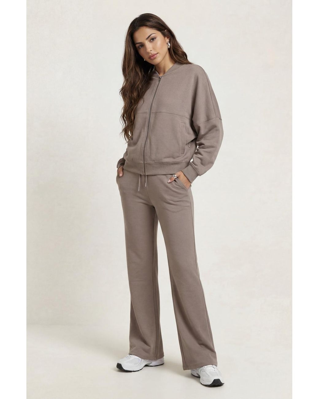 Urban Bliss Natural Bomber Jacket And Flare Jogger Set