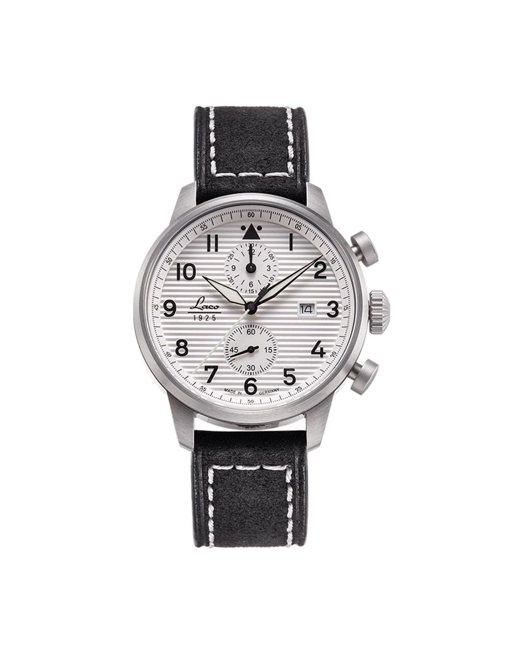 Laco Metallic Victoria Hyde Big Pilot Watch Vintage Chronograph Aviator With Dial Analogue Display And Leather Strap for men