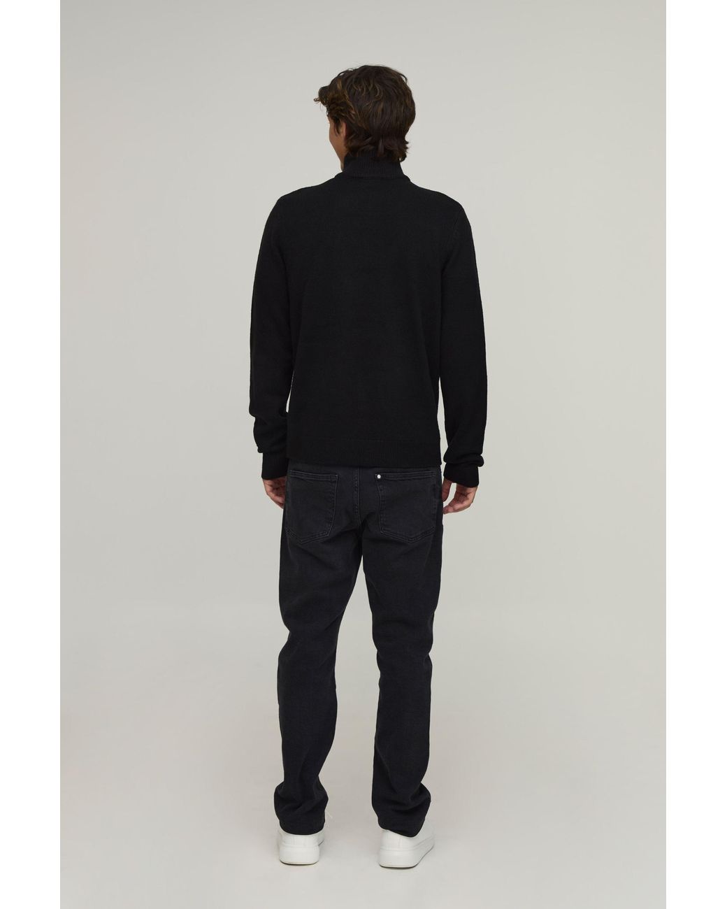BoohooMAN Black Regular Fit 1/4 Zip Knitted Jumper for men