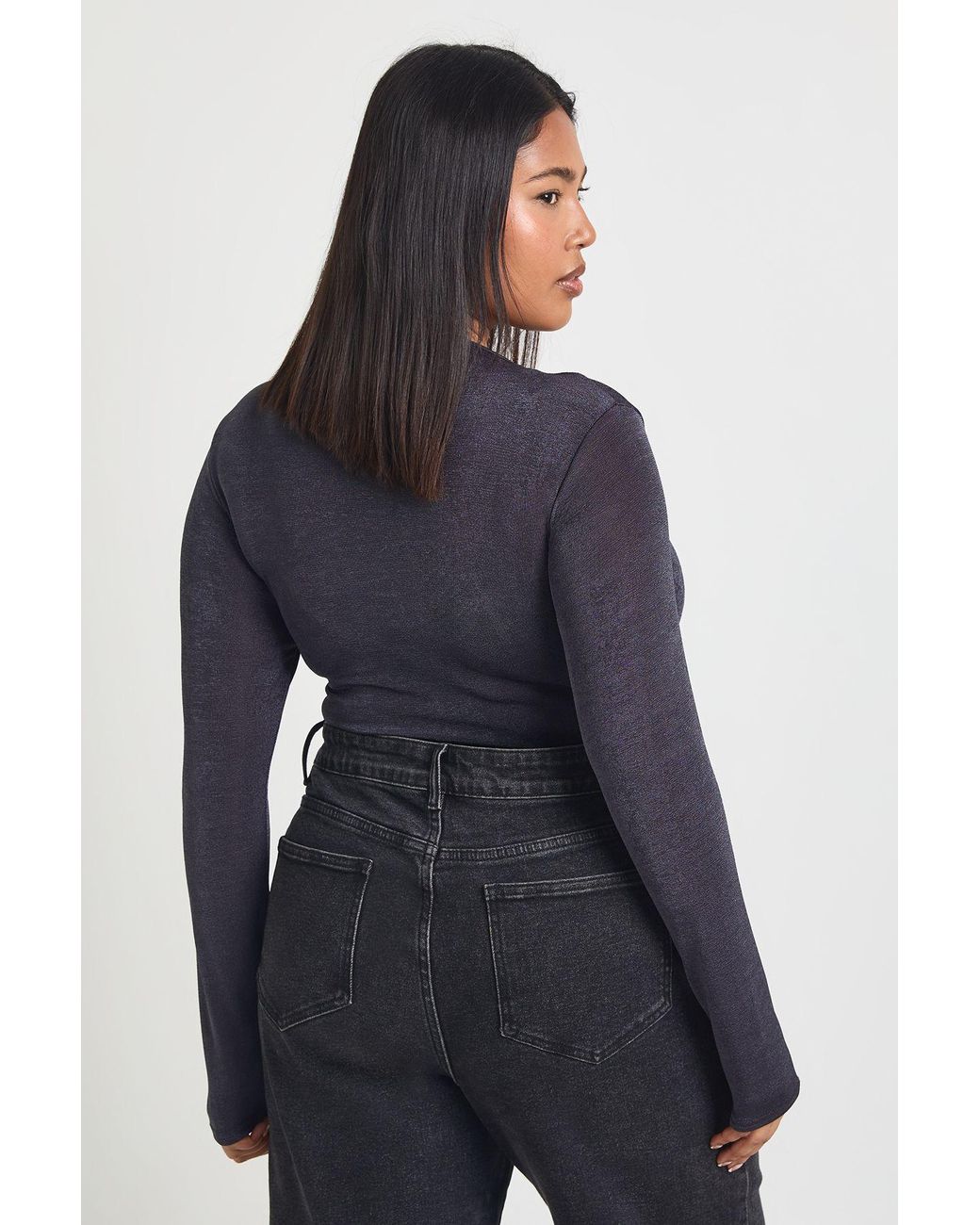 Boohoo Blue Plus Trim Keyhole Bodysuit