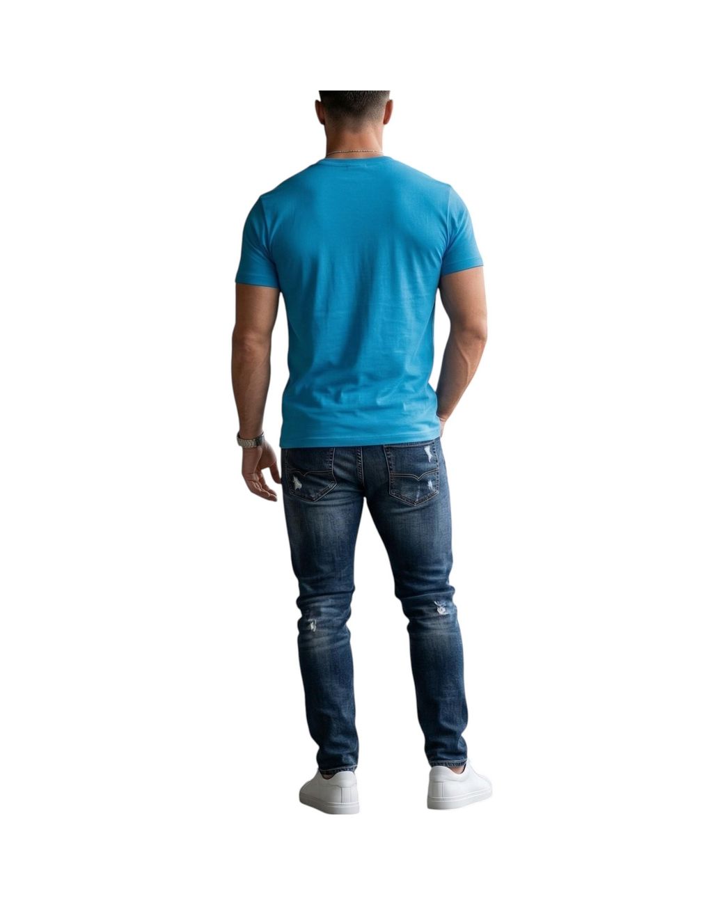 DIESEL Blue T Shirts T-Adjust-V9 Graphic Logo Print for men