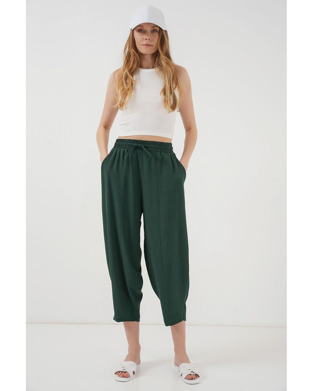 Bigdart Green Textured Salwar Pants With Drawstring Waist