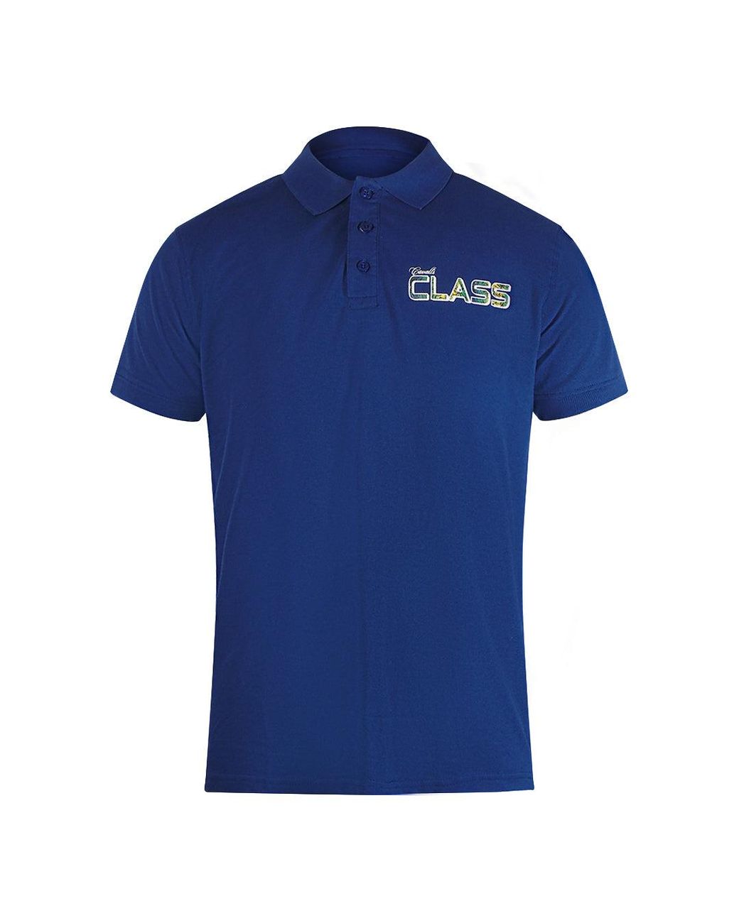 Roberto Cavalli Blue Vibrant Floral Logo Iris Polo Shirt Cotton for men