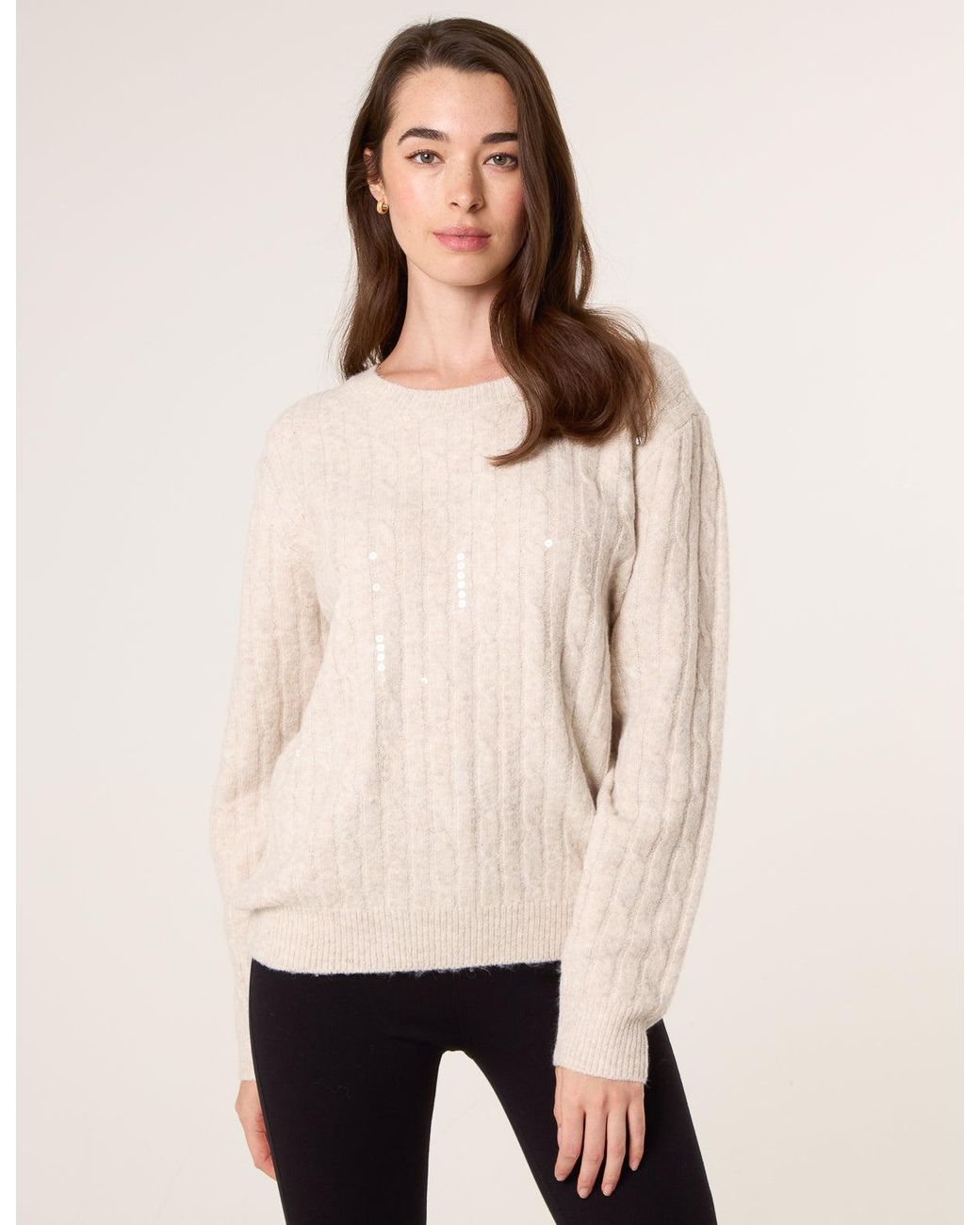 Blue Vanilla Natural Round Neck Jumper With Sequin