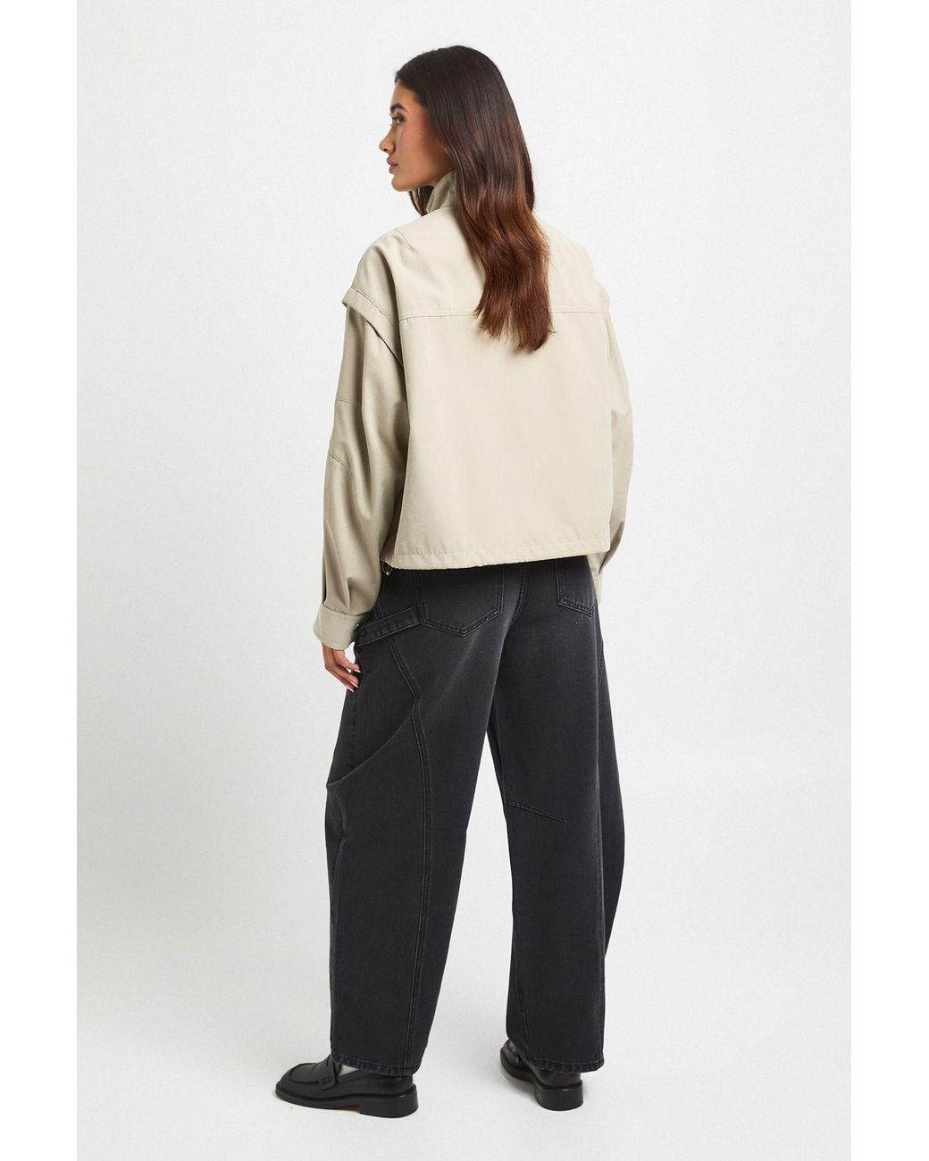 Boohoo Gray Peached Funnel Neck Jacket