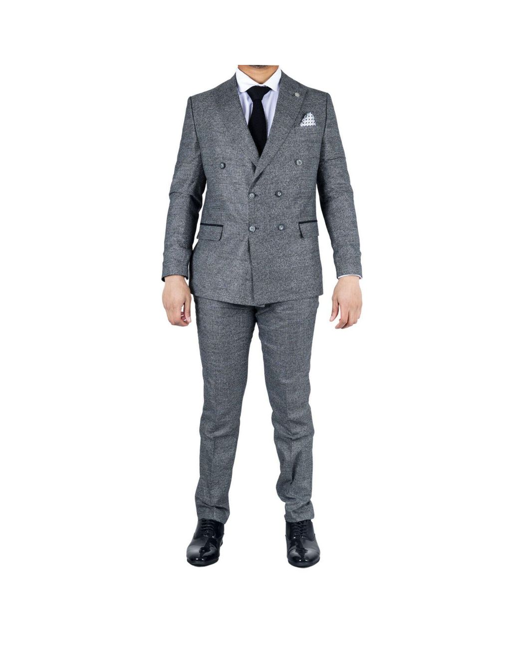 TruClothing Gray Classic Double Breasted 2-Piece Suit Wool for men