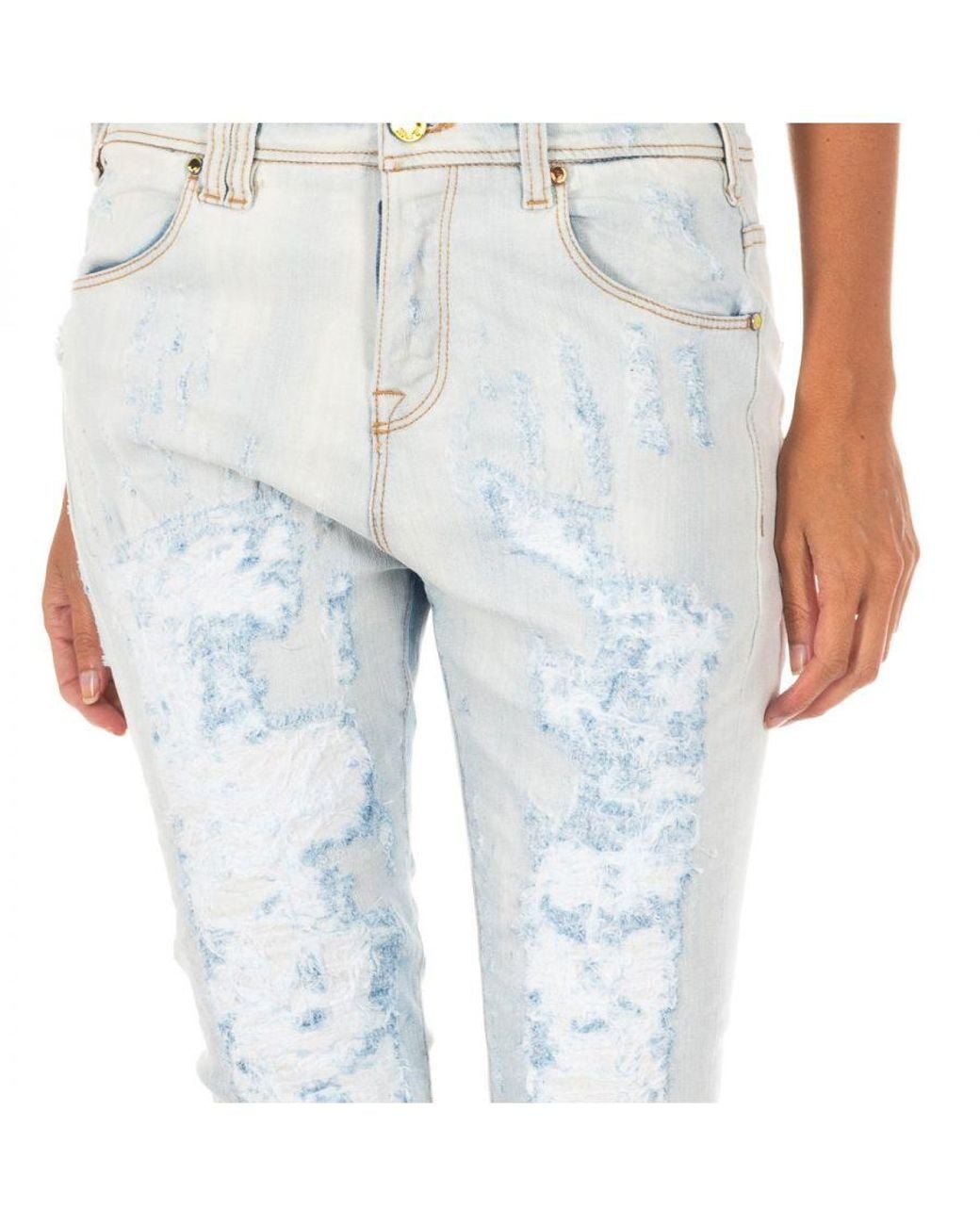 Met Blue Long Denim Pants With Straight Hem Cut 10Dbf0667
