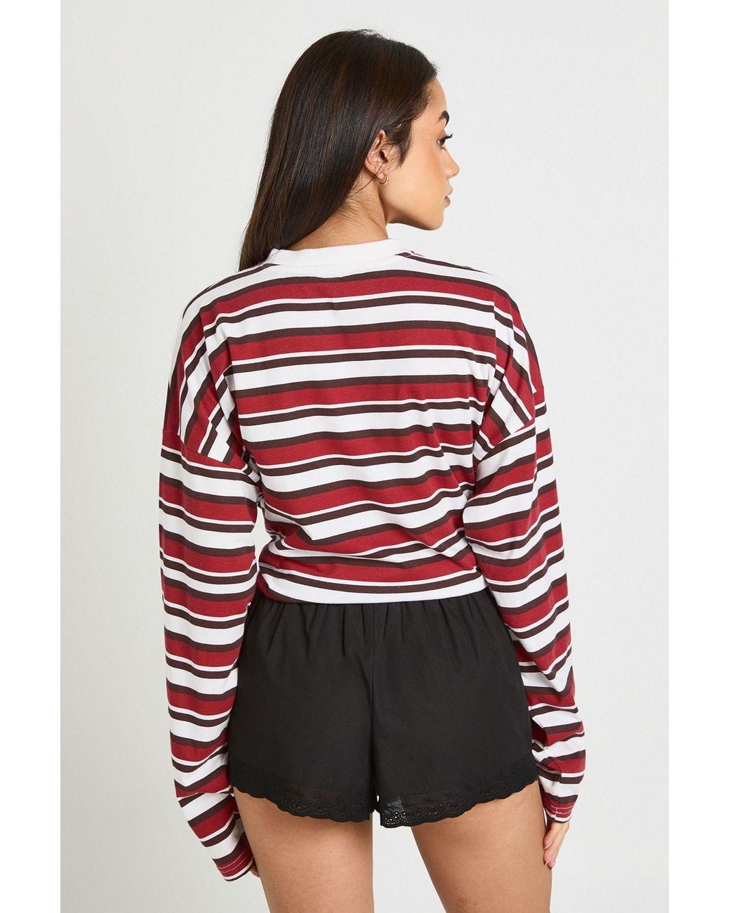 Boohoo Red Poplin Broderie Trim Short