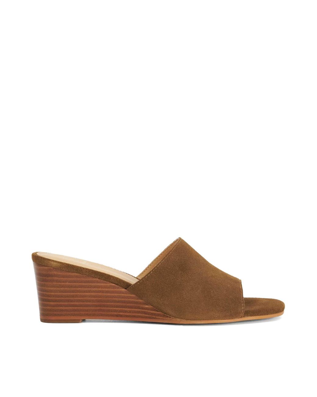 Dune Brown Kaydee Suede Wedge Slip-On Mules