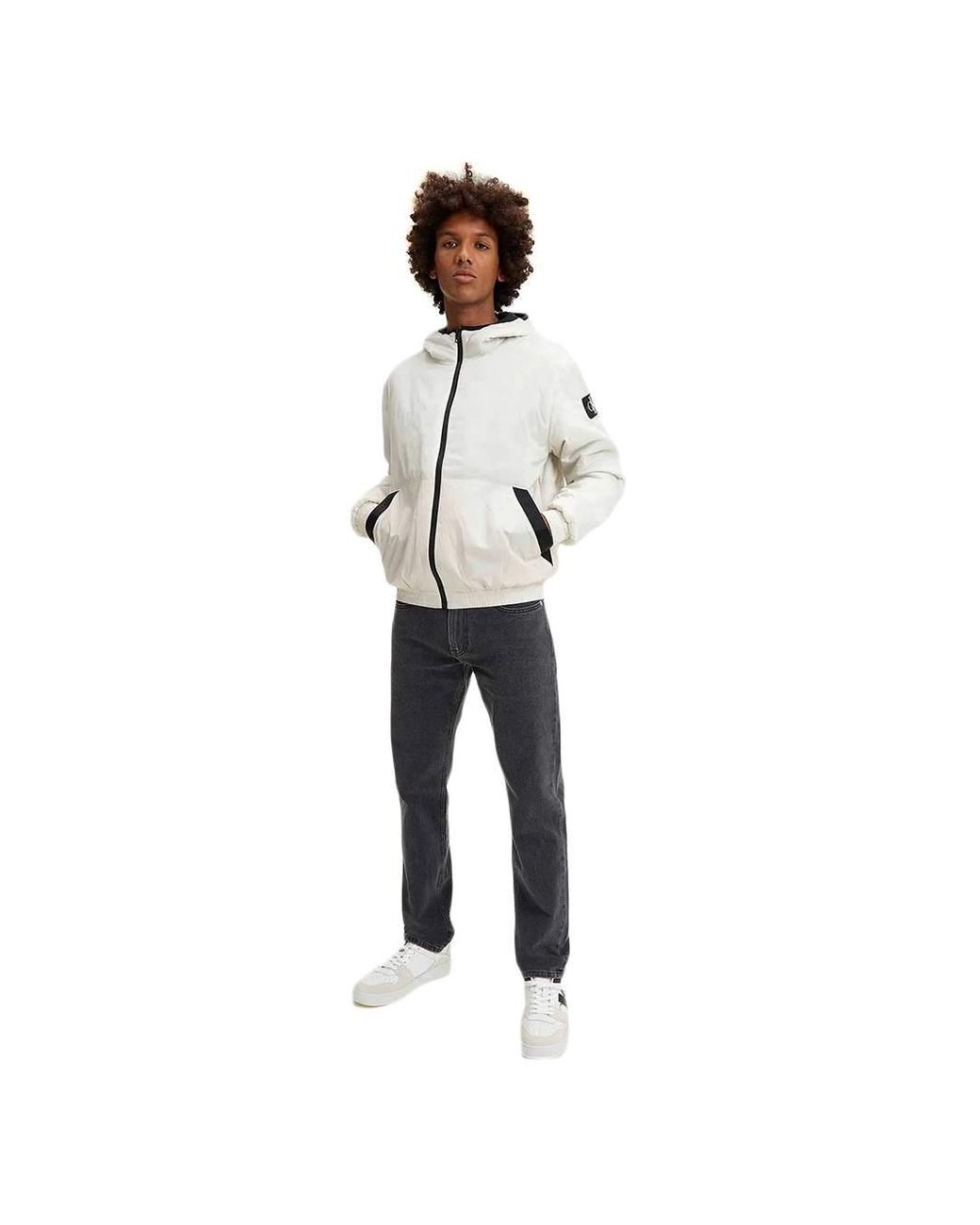 Calvin Klein White Windbreaker With Ecru Accents for men