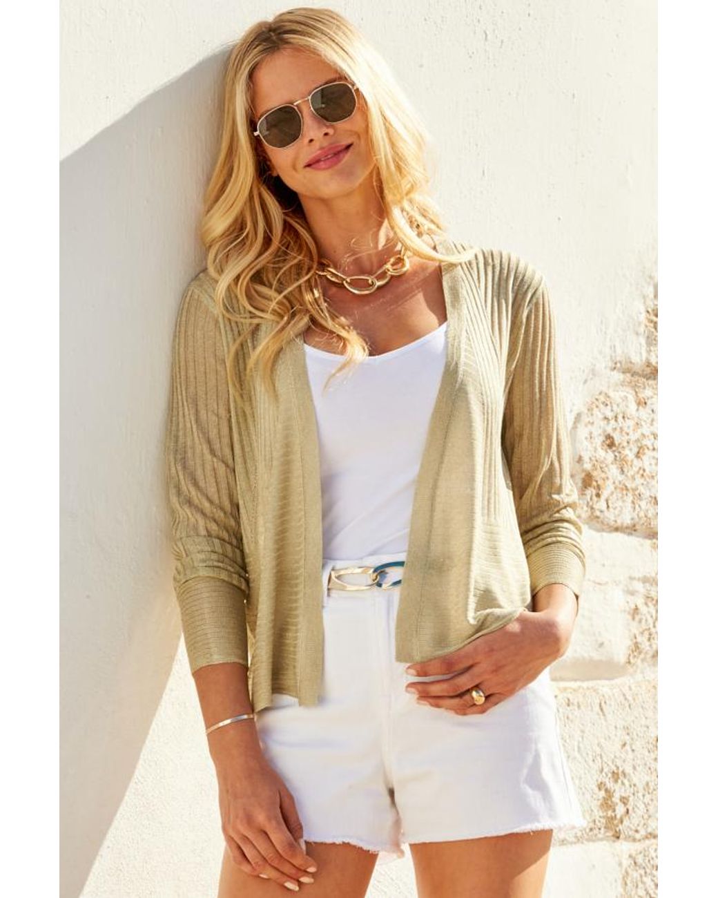 Sosandar White Raw Edge Denim Shorts