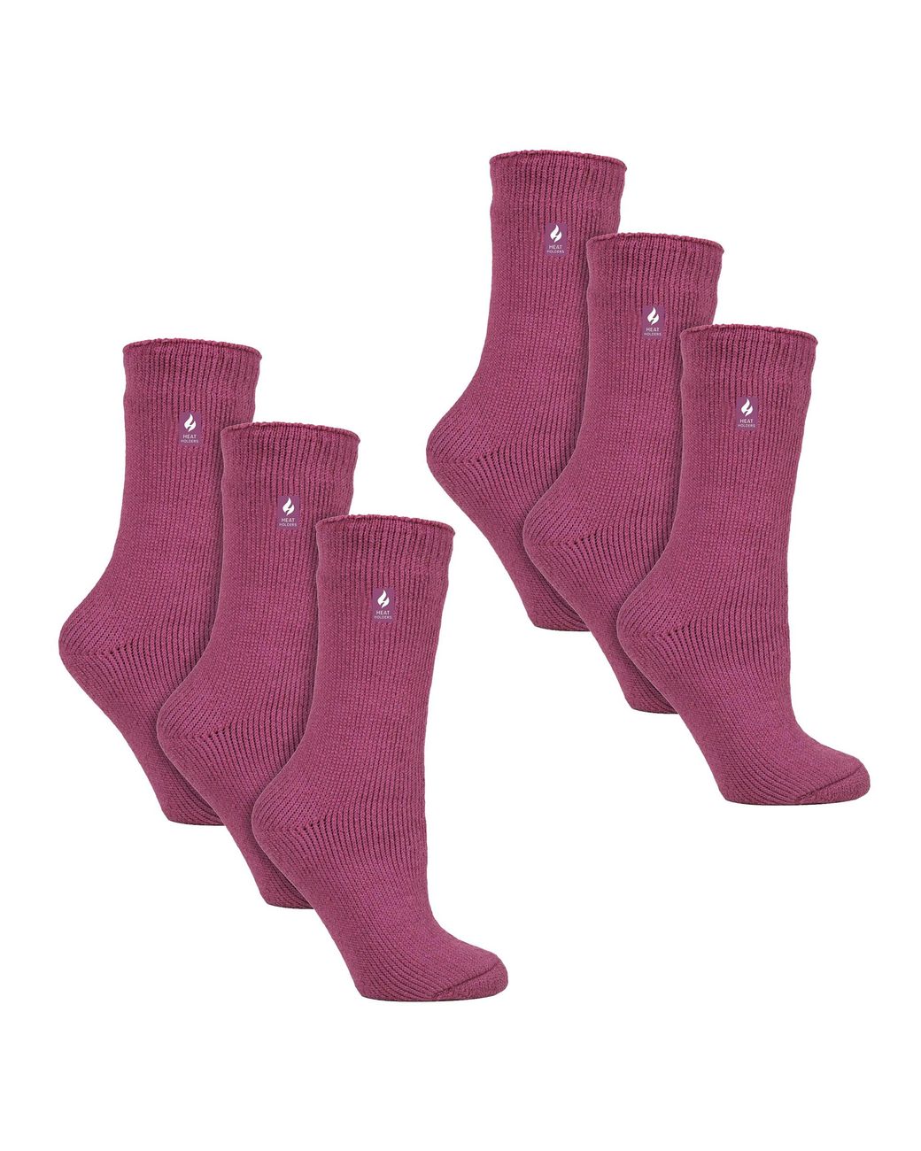 Heat Holders Purple 6 Pairs Ladies Original Thick Winter Thermal Socks