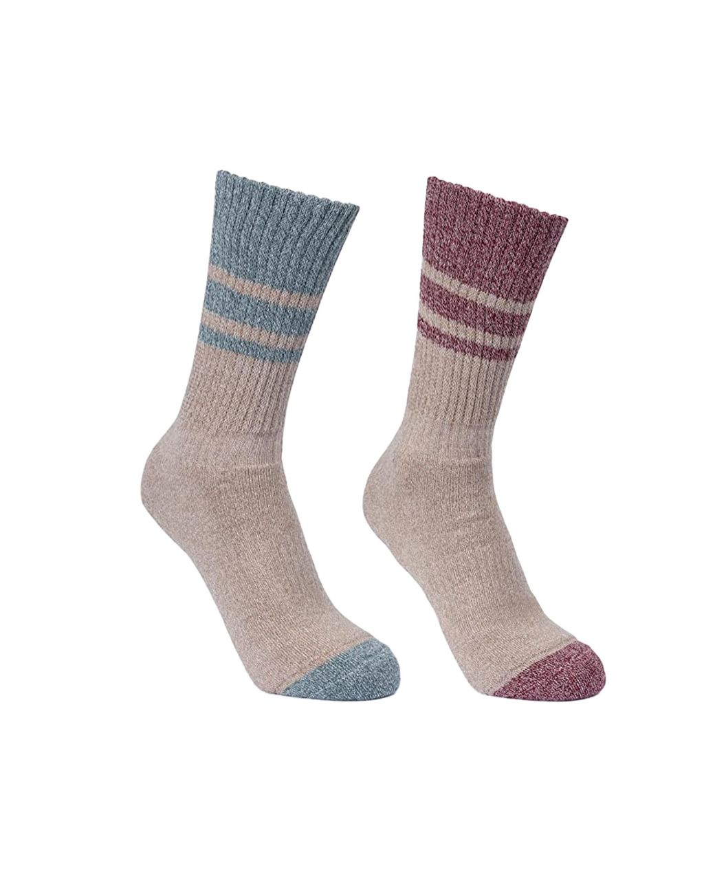 Trespass Gray Ladies Hadley Hiking Boot Socks (2 Pairs) (Spruce/Dark Cherry)