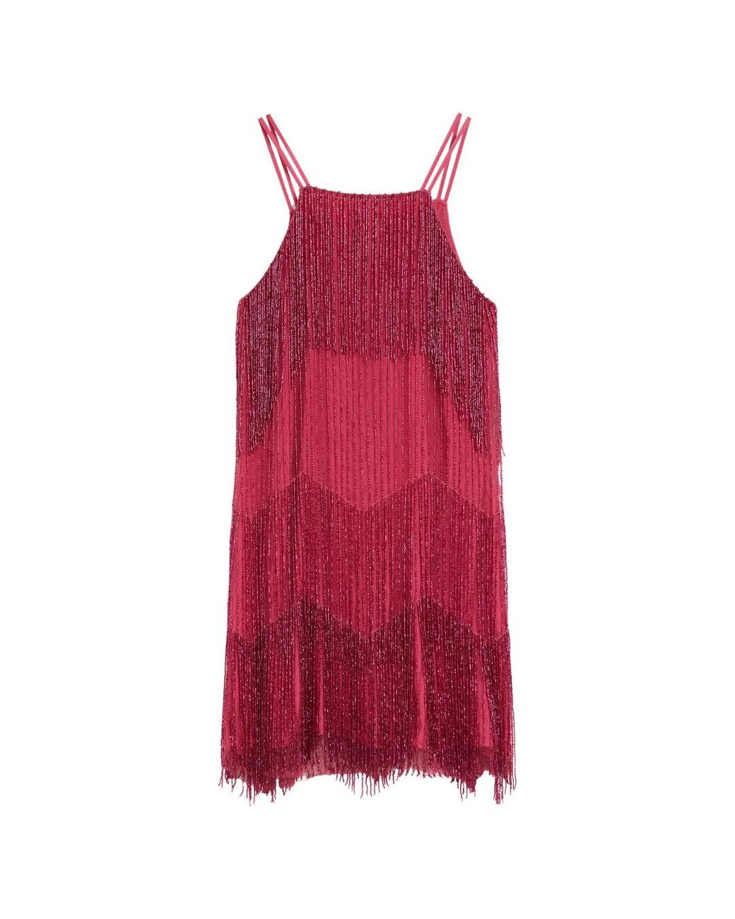 Ted Baker Red Diveria Mini Dress With Tassels