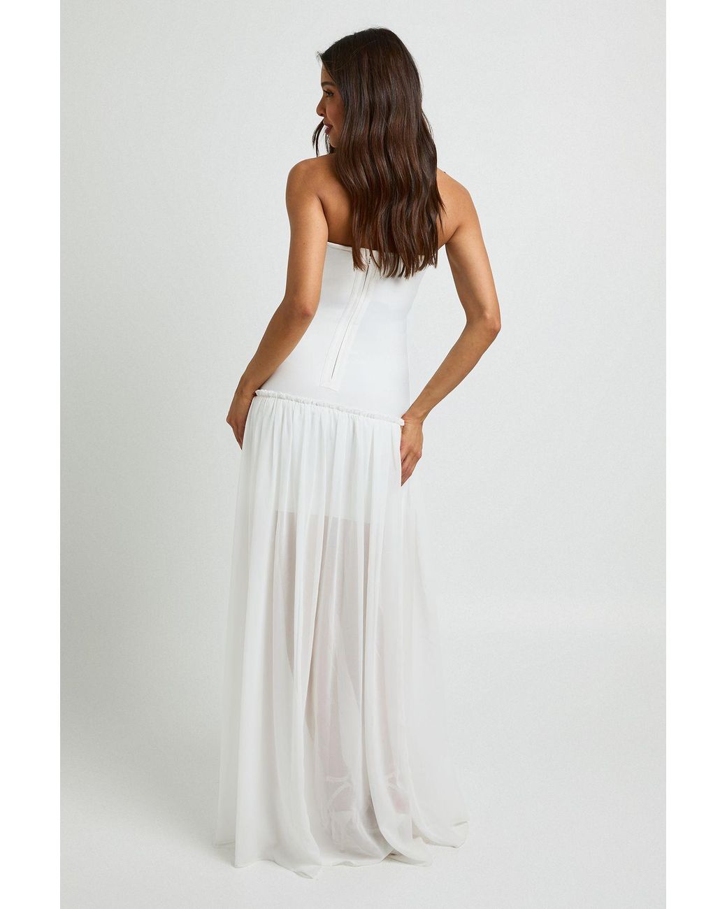 Boohoo White Premium Bandage Bandeau Maxi Dress
