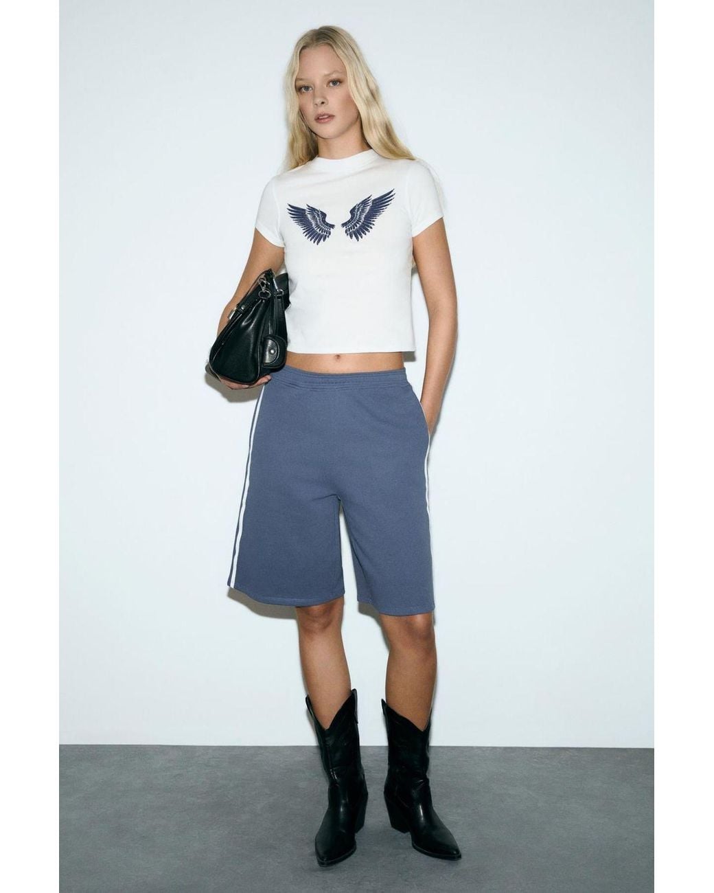 Grimelange Blue Jersey Straight Leg Shorts