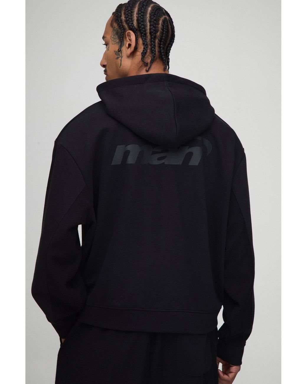 BoohooMAN Blue Oversized Reverse Loopback Hoodie for men