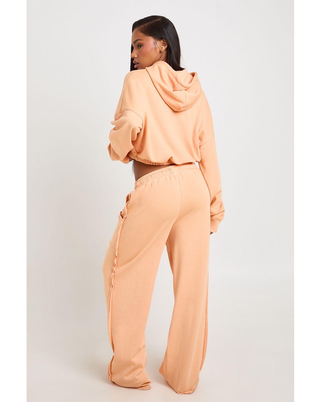 Boohoo Natural Washed Loopback Distressed Straight Leg Jogger