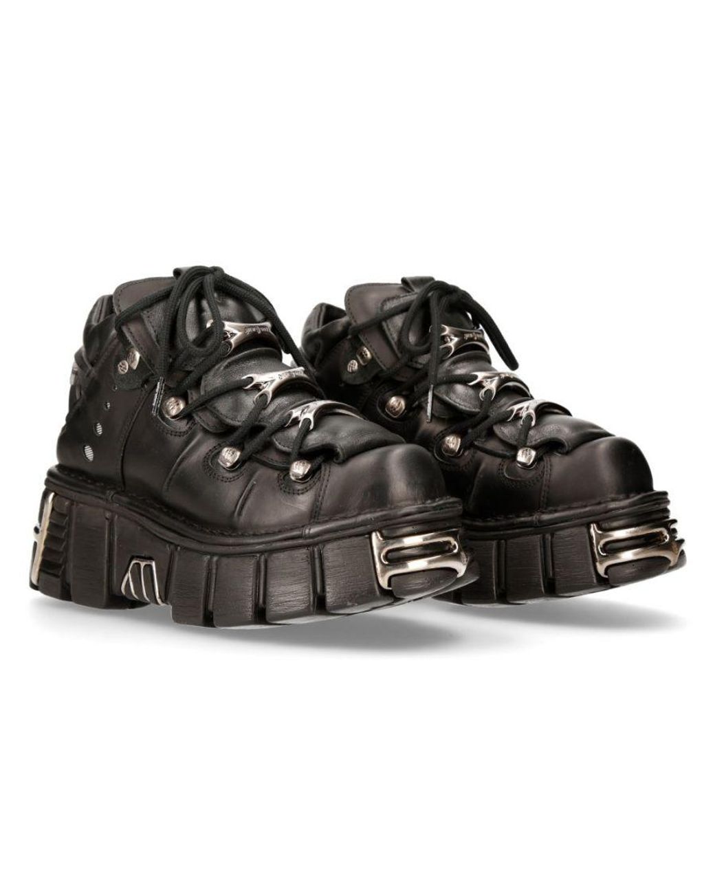 New Rock Black Gothic Ankle Boots-106-S1 Leather