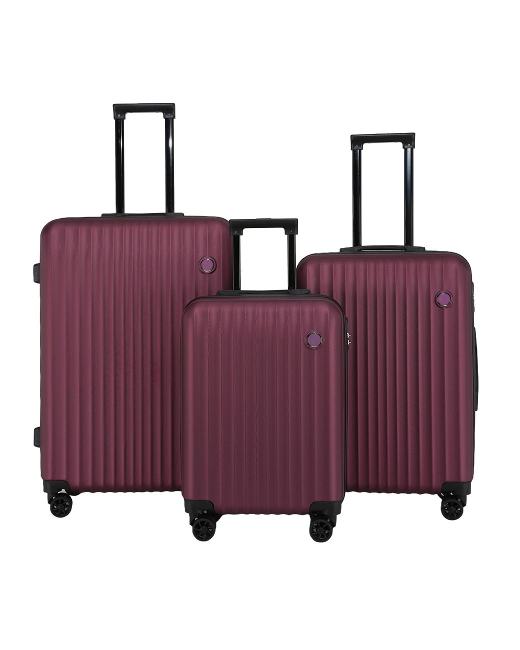 Infinity Leather Purple Hard Shell Abs Suitcase Set 8 Wheel Travel Case Holiday Bags