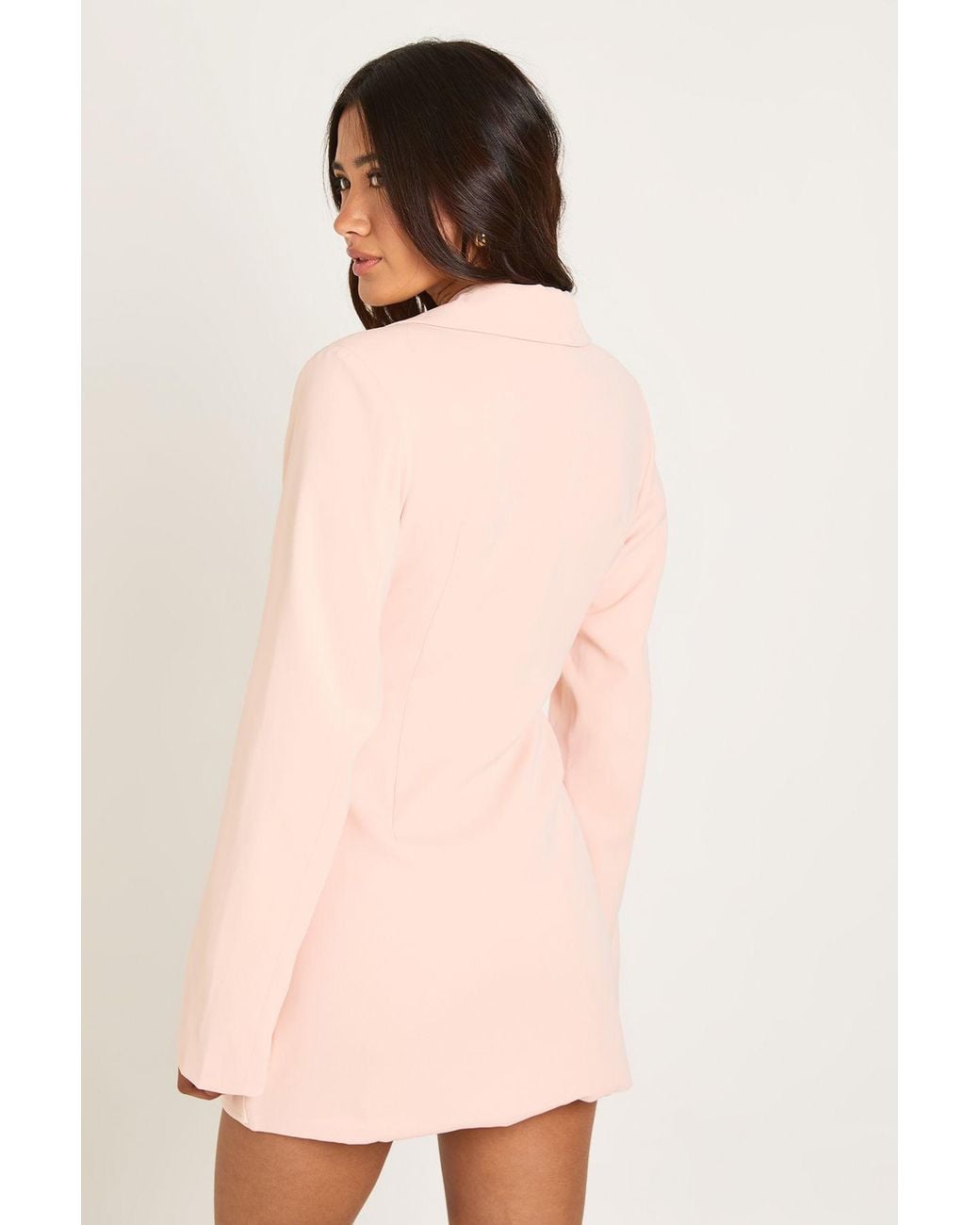 Boohoo Pink Tailored Structured Shoulder Pad Hook And Eye Blazer Dress