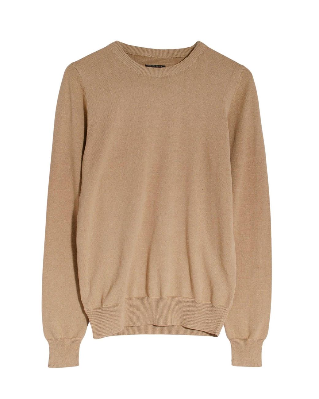 Secret Label Natural Crew Neck Fine Knit Cotton Jumper for men