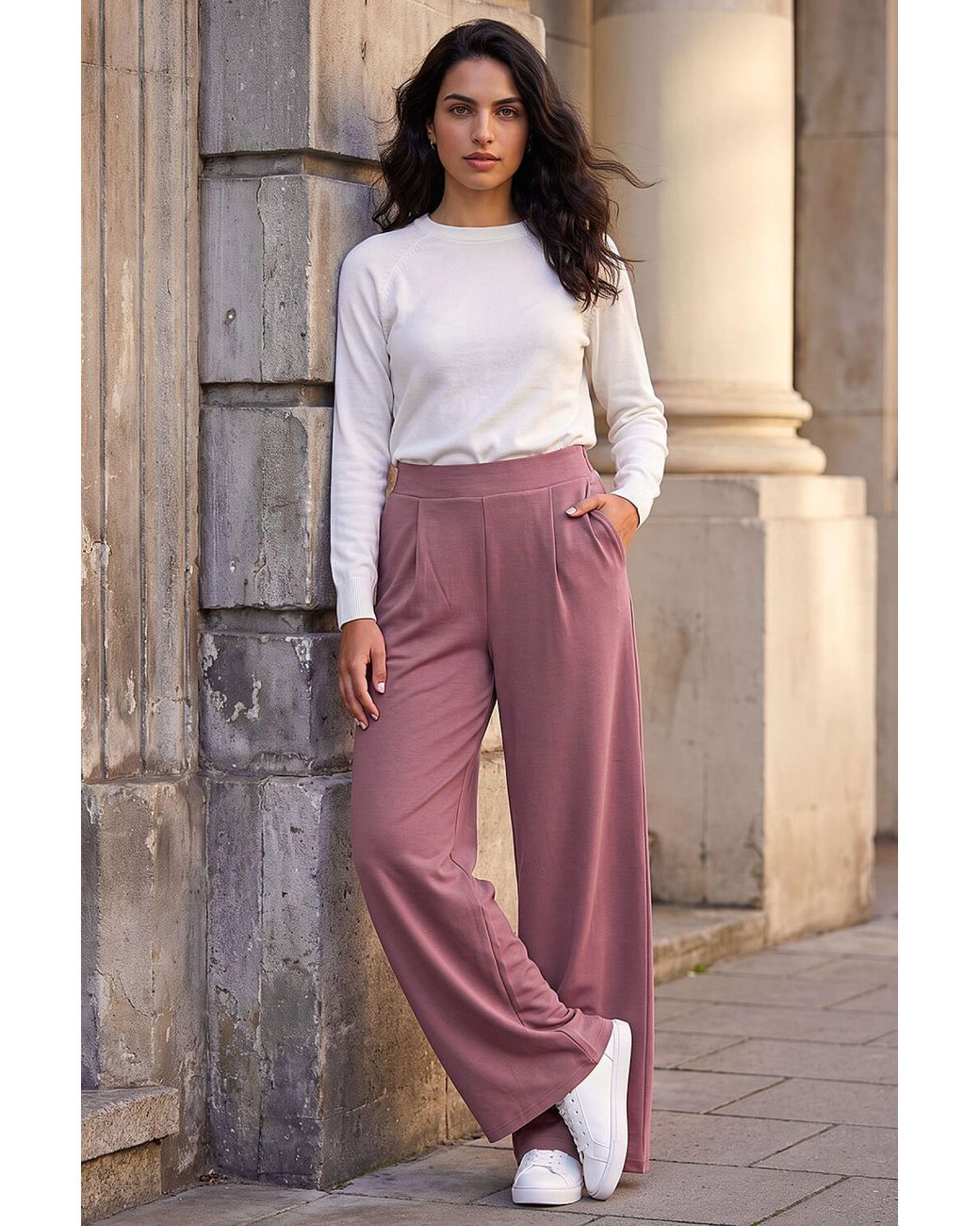 D.u.s.k Purple Soft Wide Leg Stretch Trouser