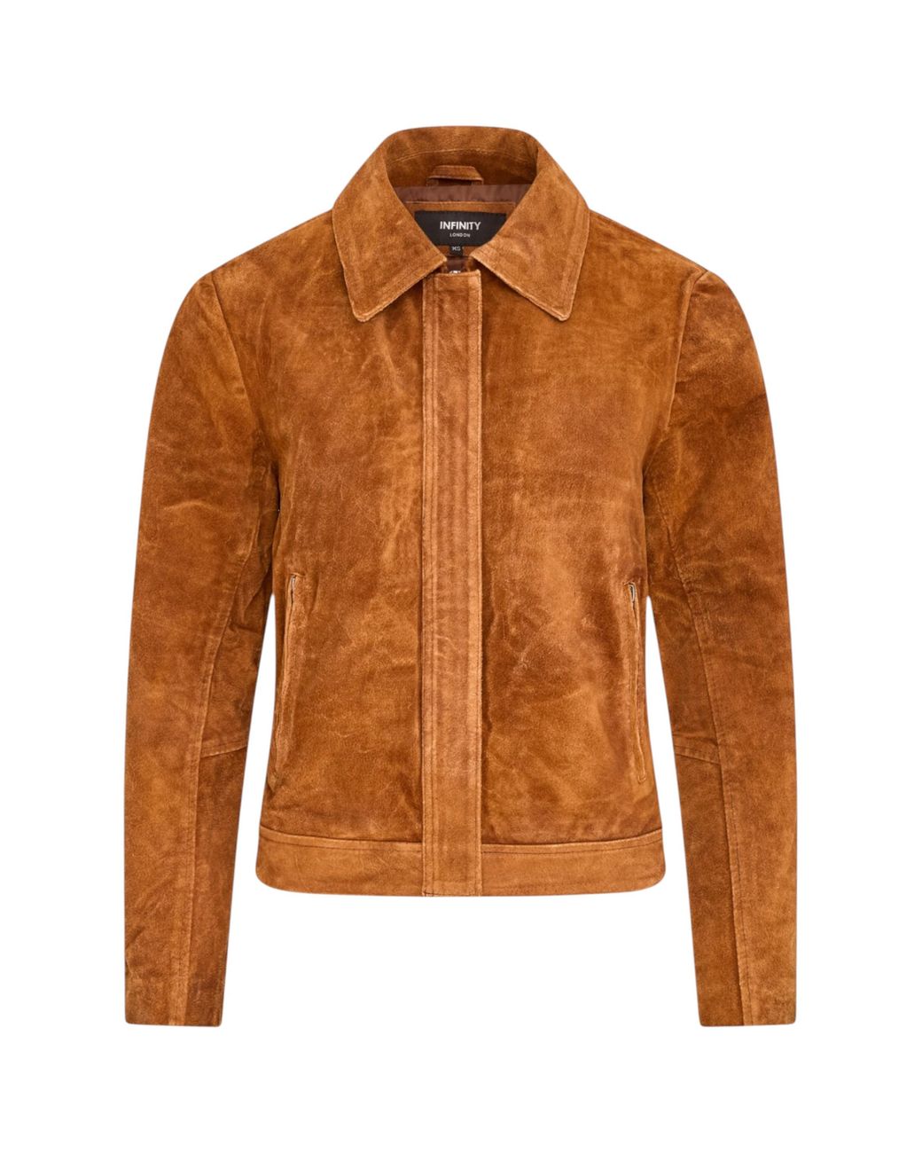 Infinity Leather Brown Suede Bomber Blouson Varsity Jacket