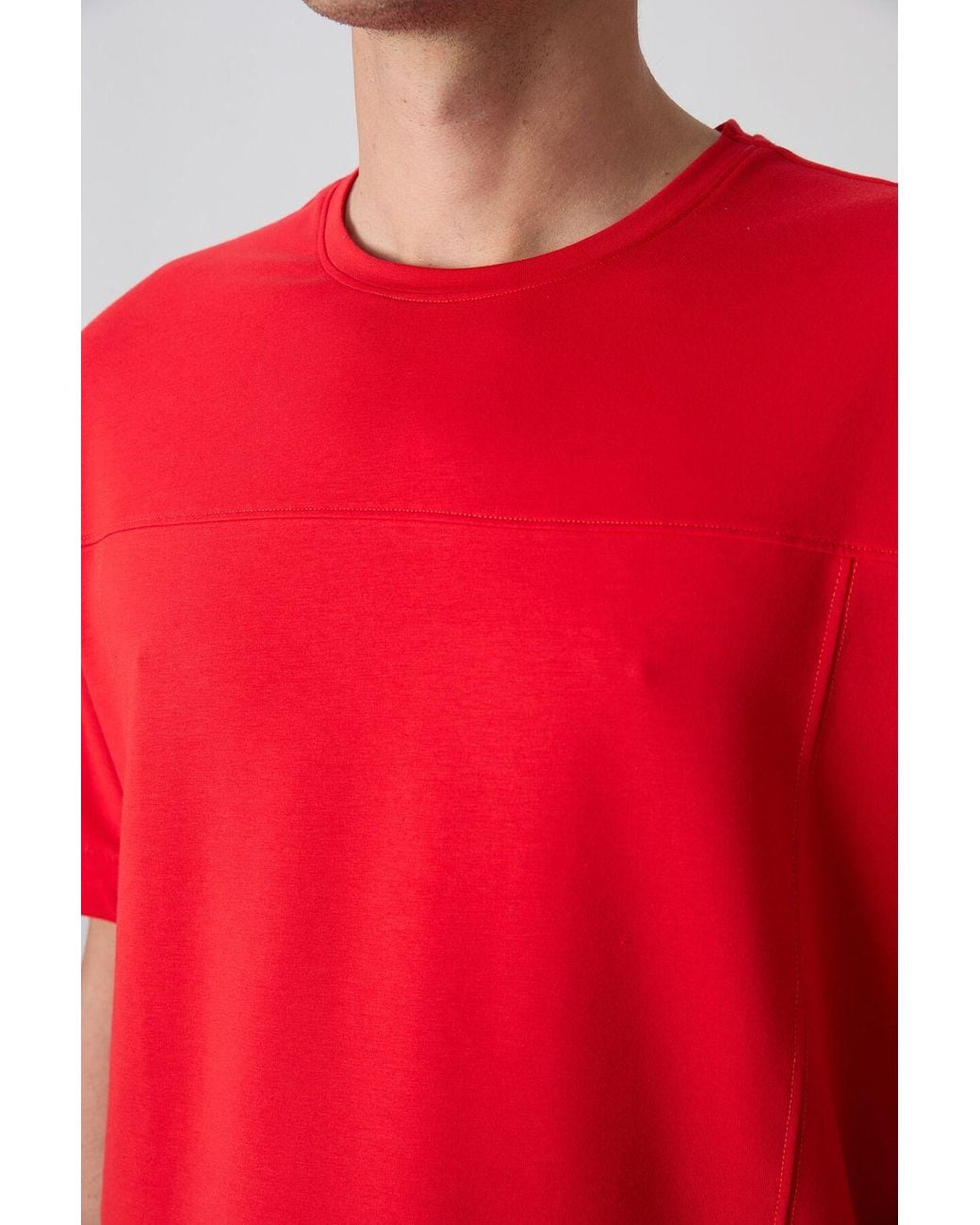 TOMMY LIFE Red Oversized Crew Neck T-Shirt for men