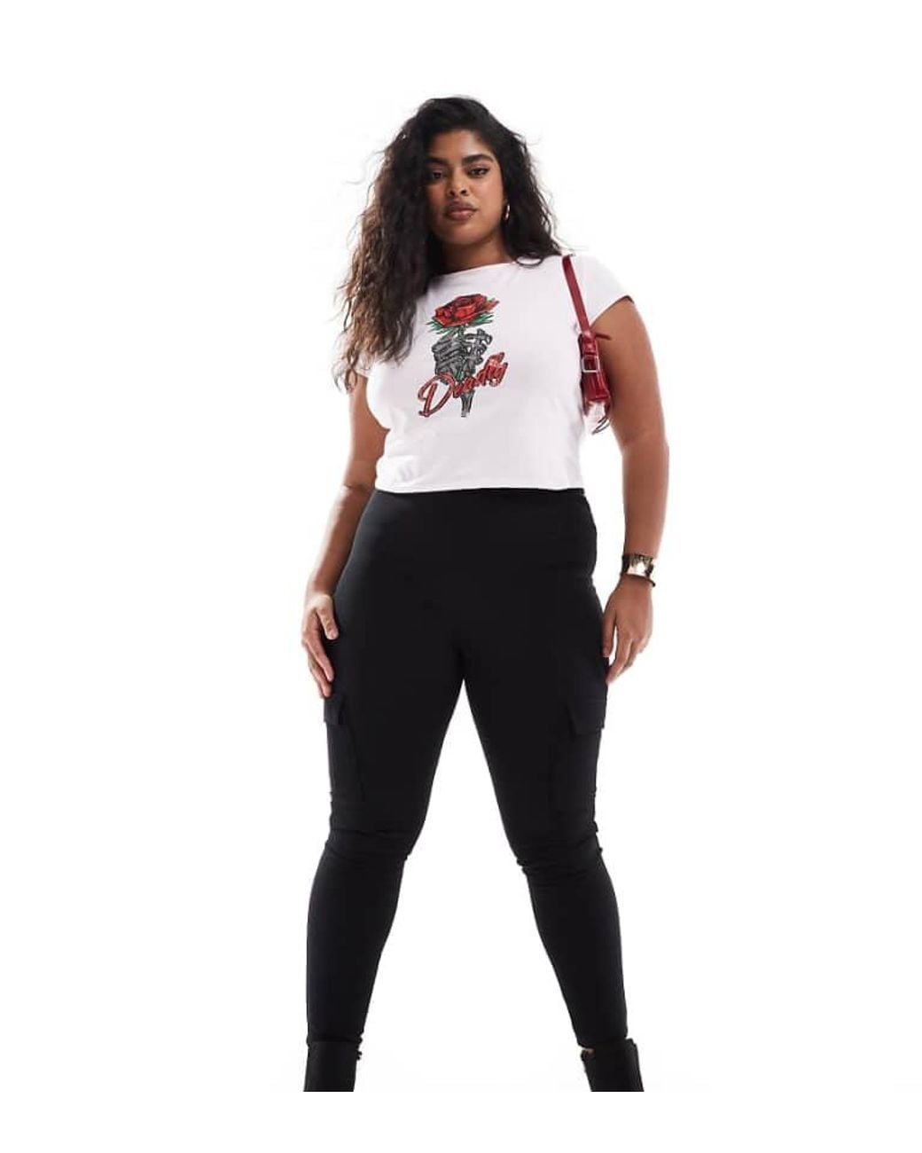 Yours Black Ribbed Cargo Leggings