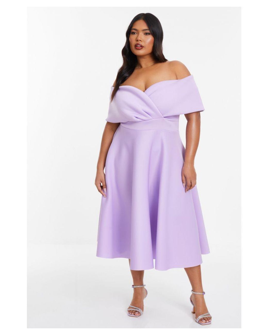 Skater Dress Dresses Quiz Quiz Curve Lilac Midi Skater Dress In